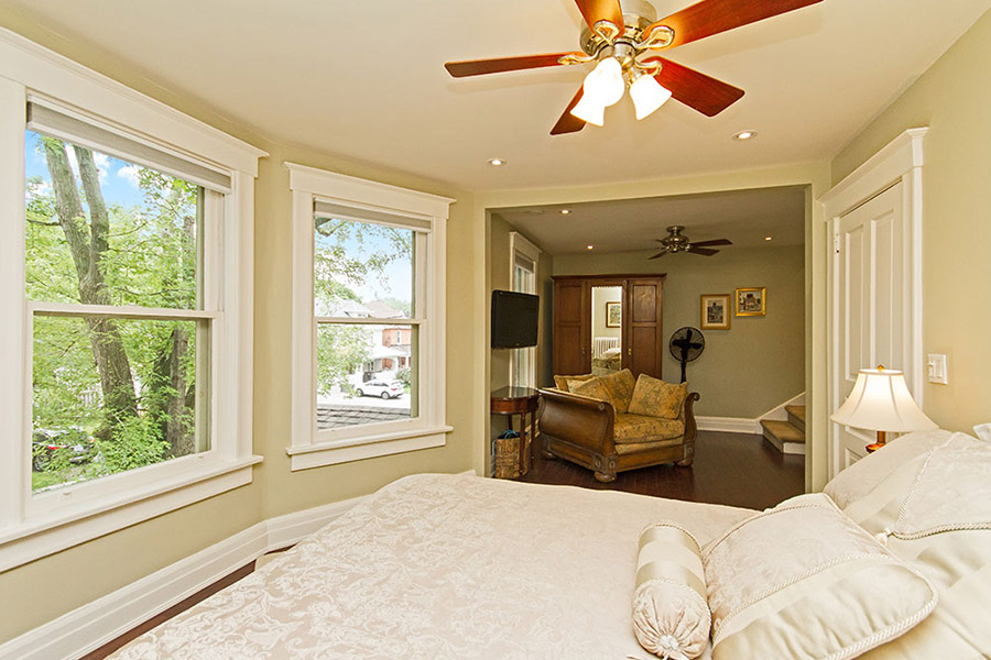 Master bedroom and den in Emerson House, Caroline St, Burlington, Ontario furnished rental
