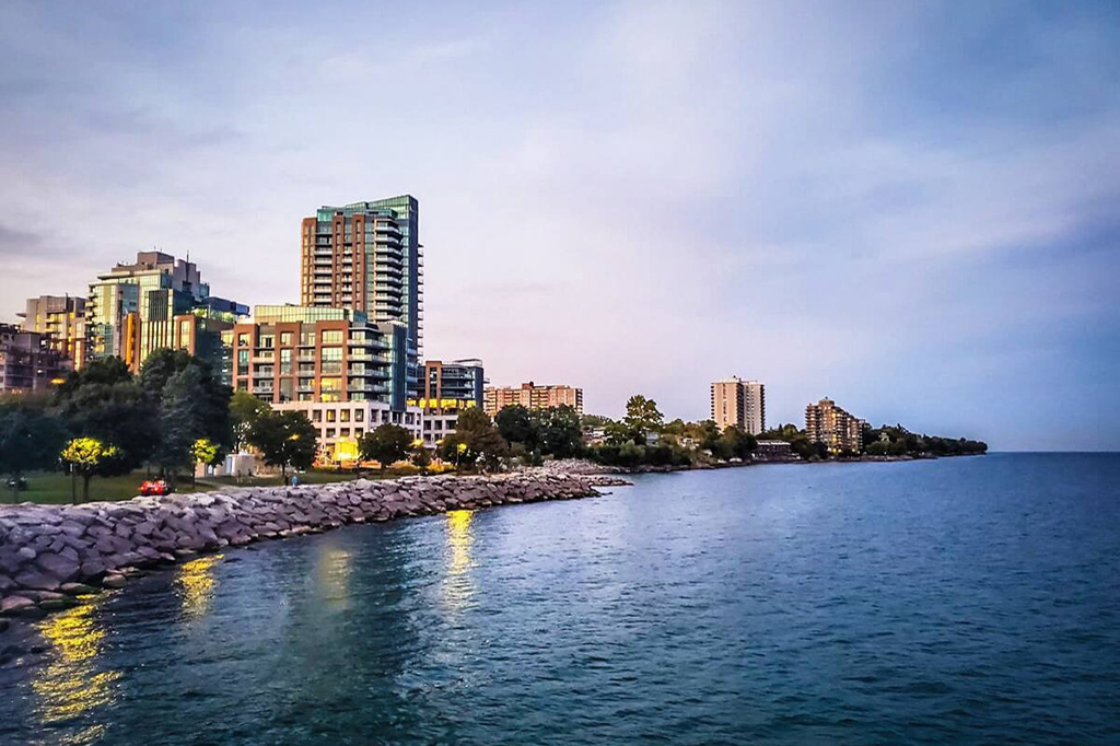 View from Burlington pier of Lakeview Condo in the exclusive Bridgewater Residences.