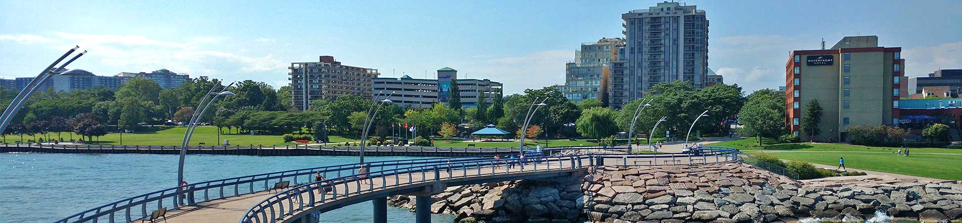 Pier view towards Spencer Smith Park, Burlington, Ontario